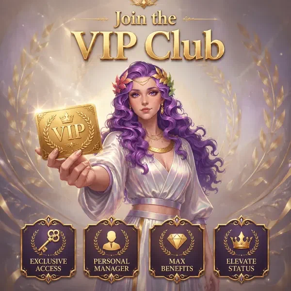 Dea della vittoria che presenta carta VIP dorata all'ingresso del club esclusivo di LiraSpin Casino